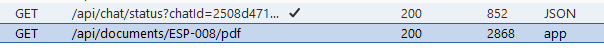 Burp history showing document endpoint